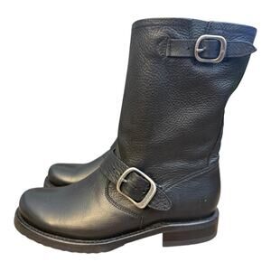 Frye Veronica Short Moto Engineer Boot Black Leather Women size 5.5 NWOT